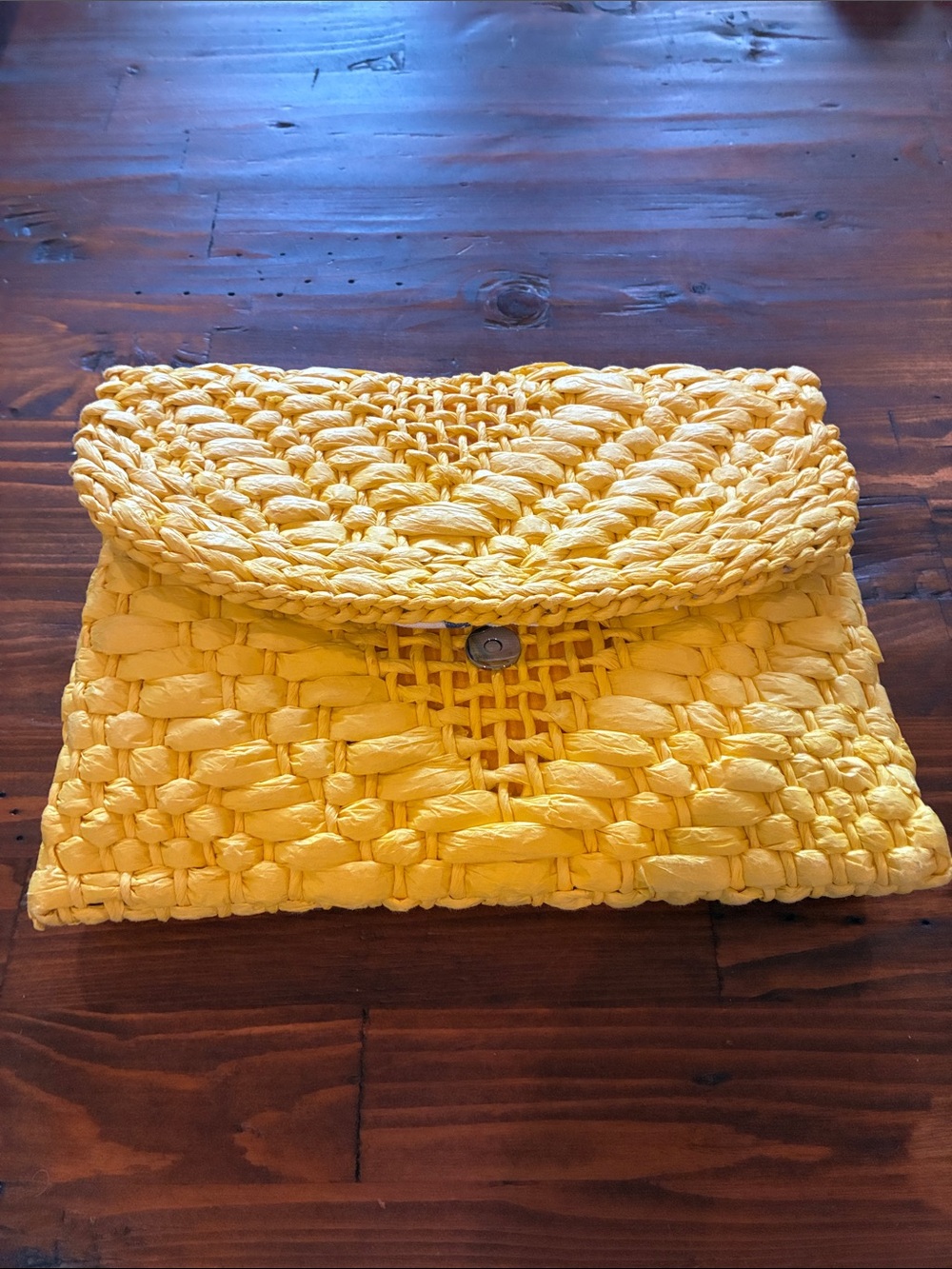 Banana Republic Bright Yellow Woven Envelope Clutch